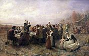 "The First Thanksgiving at Plymouth" (1914) by Jennie A.