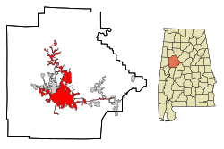 塔斯卡卢萨在阿拉巴马州塔斯卡卢萨县的位置