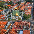 Aerial perspective of Masjid Sultan in Singapore