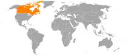 Map indicating locations of Bangladesh and Canada