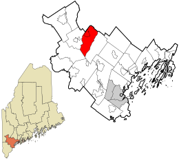 Location in Cumberland County and the state of Maine.