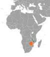 Location map for Malawi and Zimbabwe.