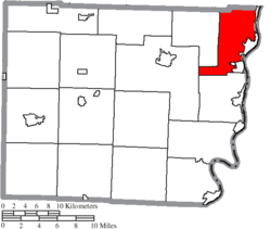 Location of Pease Township in Belmont County