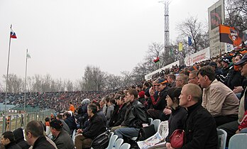 Stands of the Uralmash Stadium during the match between Ural and Rostov, April 22, 2008