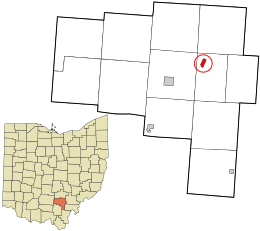 Location in Vinton County and the state of Ohio.