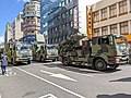 陸劍二防空導彈系統，包含發射車(前)、雷達車(右後)與指揮車(左後)