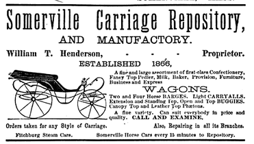 Somerville Carriage Repository, est. 1866 (advertisement from 1883)