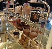 Afternoon tea on a silver serving tower