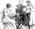 Book-sewing machine with two attendants. from the 1911 Britannica