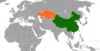 Location map for China and Kazakhstan.