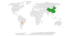 Location map for China and Paraguay.