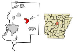 Location of Holland in Faulkner County, Arkansas.