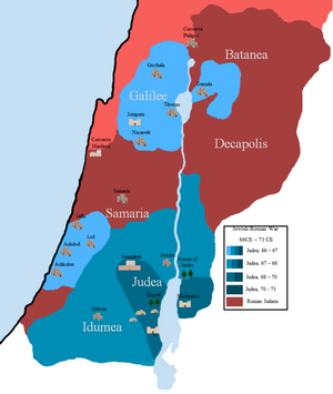 The rebels hold Judea, the coastal plain, Idumea, and Galilee in 66. By the year 70, they only have a small territory near Jerusalem.