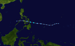 熱帶風暴劍魚的路徑圖