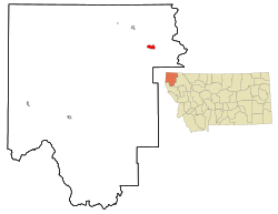 Location of Fortine, Montana