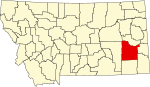 卡斯特县在蒙大拿州的位置