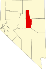 Map of Nevada highlighting Eureka County