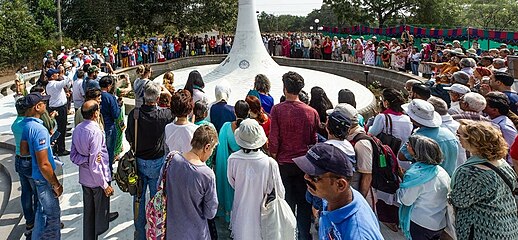 Pilgrims at Memorial Tower