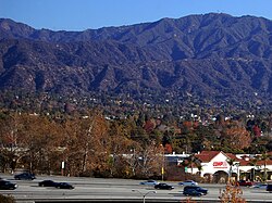 I-210 in Monrovia with San Gabriel Mountains in the background