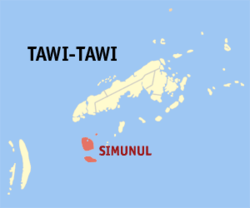 Map of Tawi-Tawi with Simunul highlighted