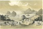 "Shimoda as seen from the American Grave Yard" looking towards the harbor (lithograph, 1856).