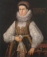 Unknown Woman of Levoča, 1641, by unknown painter, with similar bodice to K. Horvath-Stansith