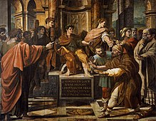 The Conversion of the Proconsul or The Blinding of Elymas (Acts 13:6–12): Paul had been invited to preach to the Roman proconsul of Paphos, Sergius Paulus, but is heckled by Elymas, a "magus", whom Paul miraculously causes to go temporarily blind, thus converting the proconsul.