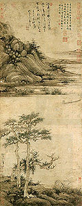 元代画师吴镇（1280- 1354）的《洞庭渔隐图》，台北国立故宫博物院馆藏。
