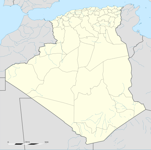 Map of Algeria with the teams of the 2014–15 Algerian Ligue Professionnelle 1