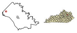 Location of Sharpsburg in Bath County, Kentucky.