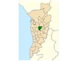 Map of Adelaide, South Australia with electoral district of Enfield highlighted
