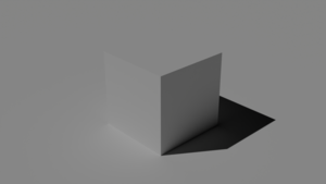A 3D rendering of a cube without a cubemap.