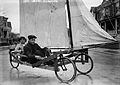 Image 9 Land sailing Photo credit: Bain News Service An early 20th-century sail wagon, used in the sport of land sailing, in Brooklyn, New York. Land sailing is the act of moving across land in a wheeled vehicle powered by wind through the use of a sail. Although land yachts have existed since Ancient Egypt, the modern sport was born in Belgium in 1898. More selected pictures
