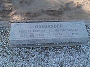 The grave site of Forest Egbert Ostrander (1877-1945) and his wife Miriam Austin Ostrander (1878-1949). Ostrander served as Mayor of Tempe from 1920 to 1922. He is buried in Sec. 7–6.