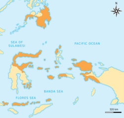 Greatest extent of the Sultanate of Ternate c. 1585