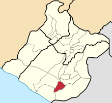Location of Coronel Gregorio Albarracín Lanchipa in the Tacna Province