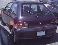 Rear of a 1995 Geo Metro hatchback