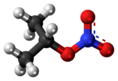 Ball-and-stick model of the isopropyl nitrate molecule