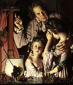 An Experiment on a Bird in the Air Pump, Joseph Wright of Derby, 1768. (detail)