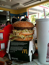 A Mega Mac burger with a large Coke and fries in Malaysia