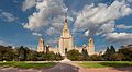 Image 2 Moscow State University Photograph: Dmitry A. Mottl The current main building of the Moscow State University in Sparrow Hills, Moscow, Russia. Designed by Lev Rudnev and completed by 1953, the 240-metre (790 ft) tall structure was the tallest building in Europe until the completion of the Messeturm in 1990. More selected pictures