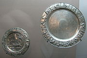 Gallo-Roman silver plates in the Gallo-Roman Museum of Lyon-Fourvière (Lyon, France)