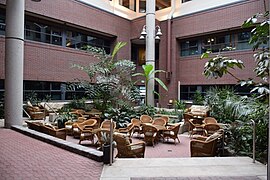 Outdoor study space in Arts building