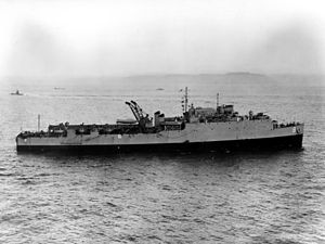 USS White Marsh (LSD-8) at sea in the 1950s