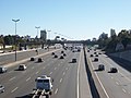 North Access freeway over National Route 9 (Argentina). The express lanes (left, all vehicles) and local lanes (right, cars and buses only) seen in the view towards the north.