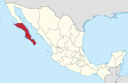 南下加利福尼亚州在墨西哥的位置