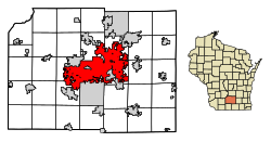 麦迪逊在戴恩郡和威斯康星州的位置