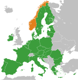 Map indicating locations of European Union and Norway