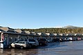 Strip mall with the town's Chamber of Commerce, and Library