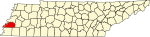 标示出蒂普顿县位置的地图